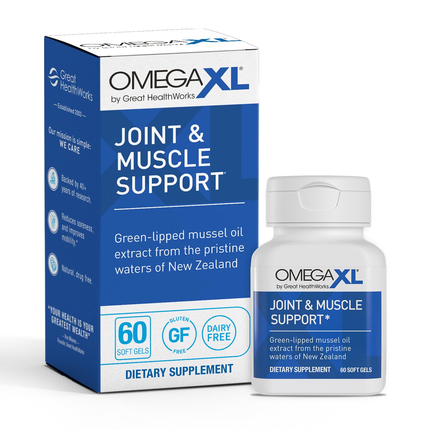 OmegaXL Joint Support Supplement, for Relief - Natural Muscle Support 60 Count