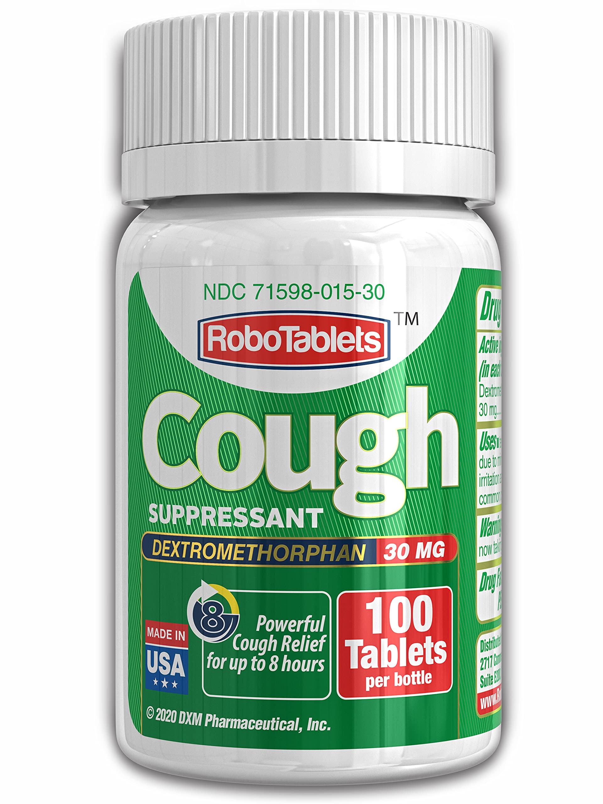 RoboTabs Cough Suppressant Dextromethorphan 30mg 100 Tablets